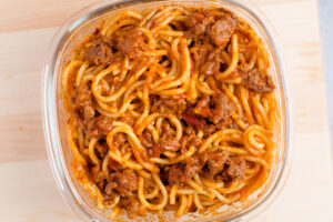 ground beef and spaghetti