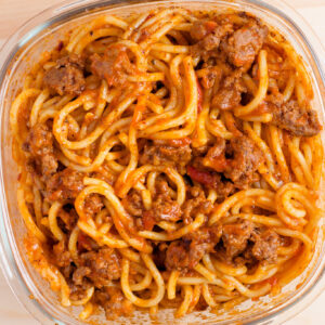 ground beef and spaghetti